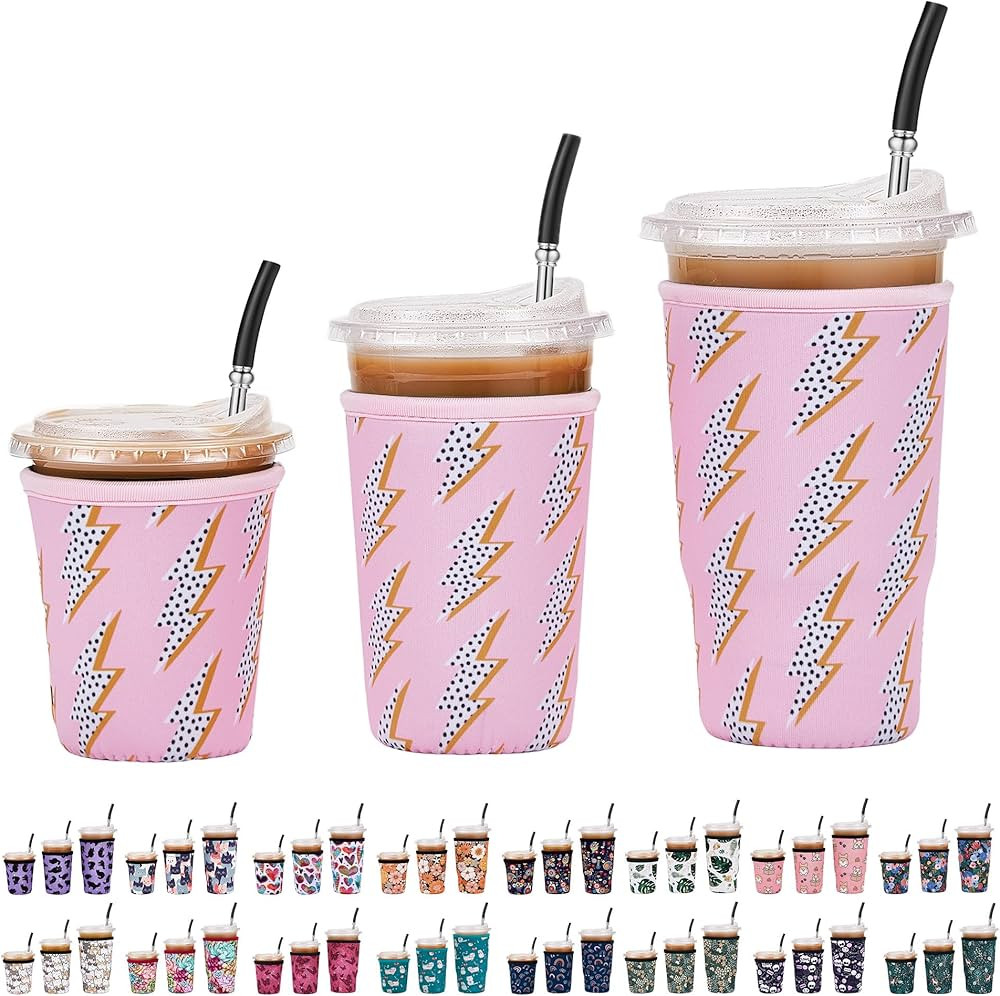 reusable Insulated Neoprene Iced Coffee Beverage Sleeves Cold Drink Cup Holder for Starbucks Coff... | Amazon (US)