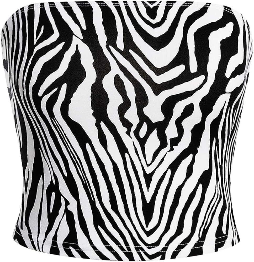 Women's Leopard Print Strapless Sleeveless Crop Tube Top Summer Y2k Bandeau Tops | Amazon (US)