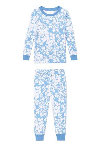 Kids Long-Long Set in Sky Floral | Lake Pajamas