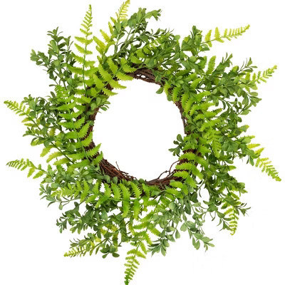 Northlight Fern Leaf Artificial Springtime Wreath - Green - 18" | Target