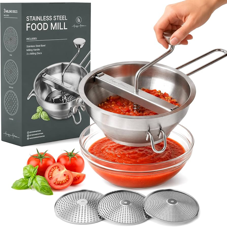 Hungry Artisan Stainless Steel Food Mill for Tomato Sauce & Canning | Amazon (US)