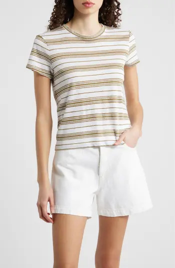FRAME The Stripe Stretch Linen Baby T-Shirt | Nordstrom | Nordstrom