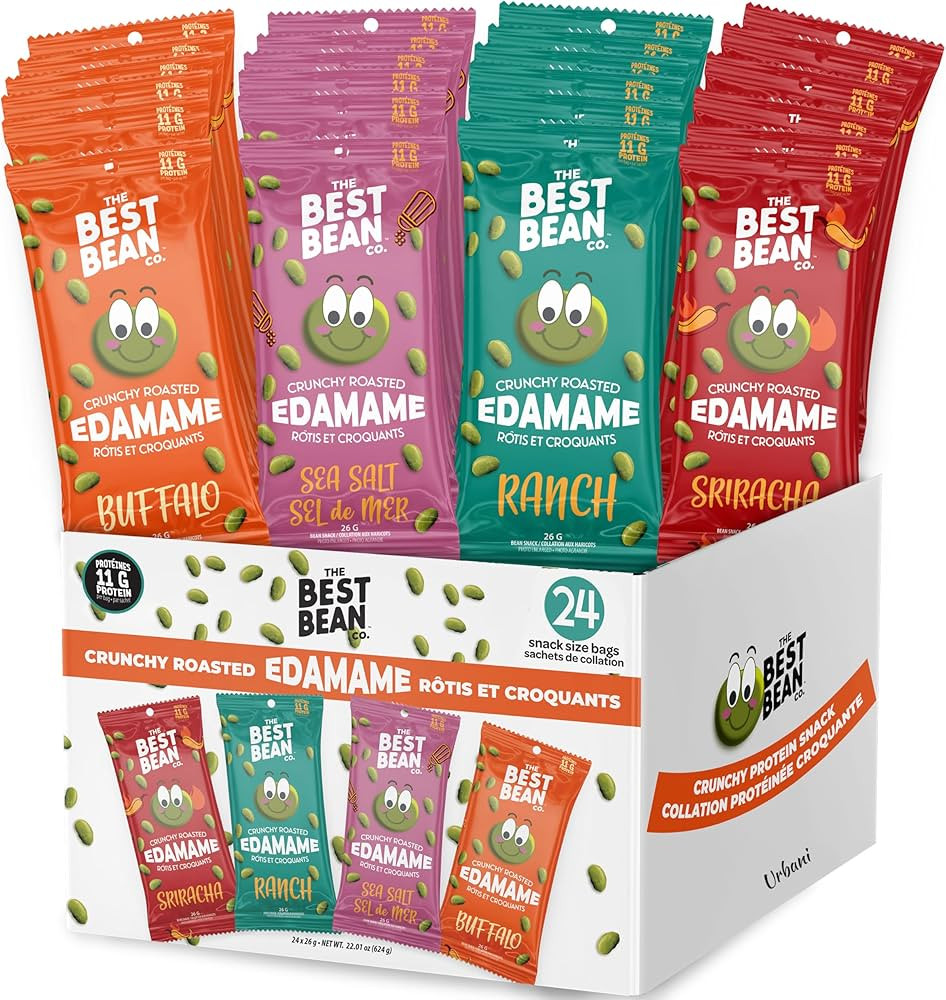 Best Bean Co. Crunchy Roasted Edamame Snack – Variety Pack (24 Bags), 11g Protein per Bag, Heal... | Amazon (US)