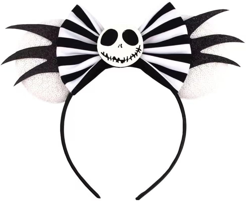 JIAHANG Cartoon Mouse Ears Headband Sequin Bow Hair Band, Party Decoration Costume Headwear for Teen | Amazon (US)
