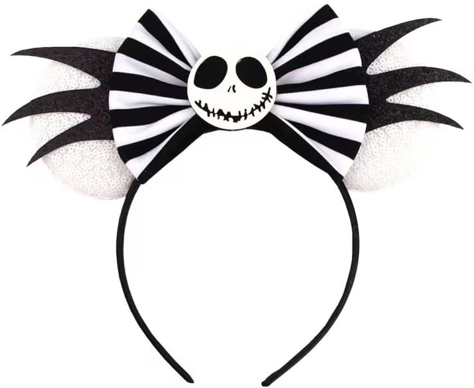 JIAHANG Cartoon Mouse Ears Headband Sequin Bow Hair Band, Party Decoration Costume Headwear for Teen | Amazon (US)