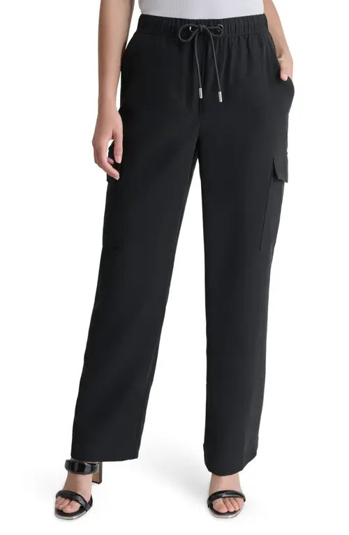 DKNY Carrot Drawstring Cargo Pants in Black at Nordstrom, Size X-Large | Nordstrom
