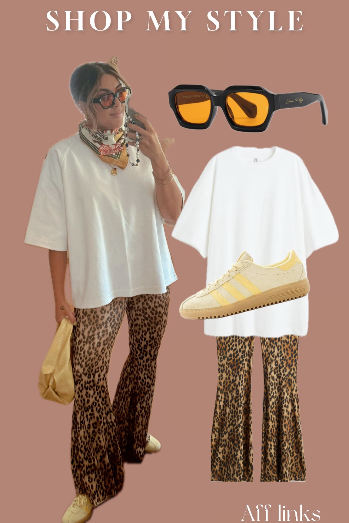Oversized tshirt boho leopard flares adidas trainers 

#LTKmidsize #LTKuk #LTKsummer