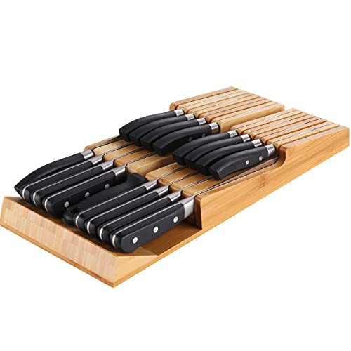 NIUXX Bamboo In-Drawer Knife Block Set for 16 Knives(Not Included), Large Kitchen Detachable Wash... | Amazon (US)
