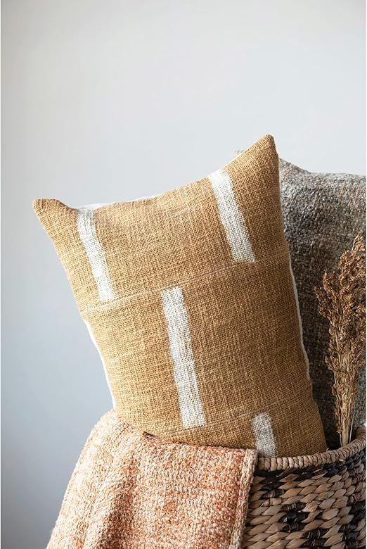 Creative Co-Op Cotton Printed Pieced Lumbar Pillow, 28" L x 14" W x 2" H, Multicolor | Amazon (US)