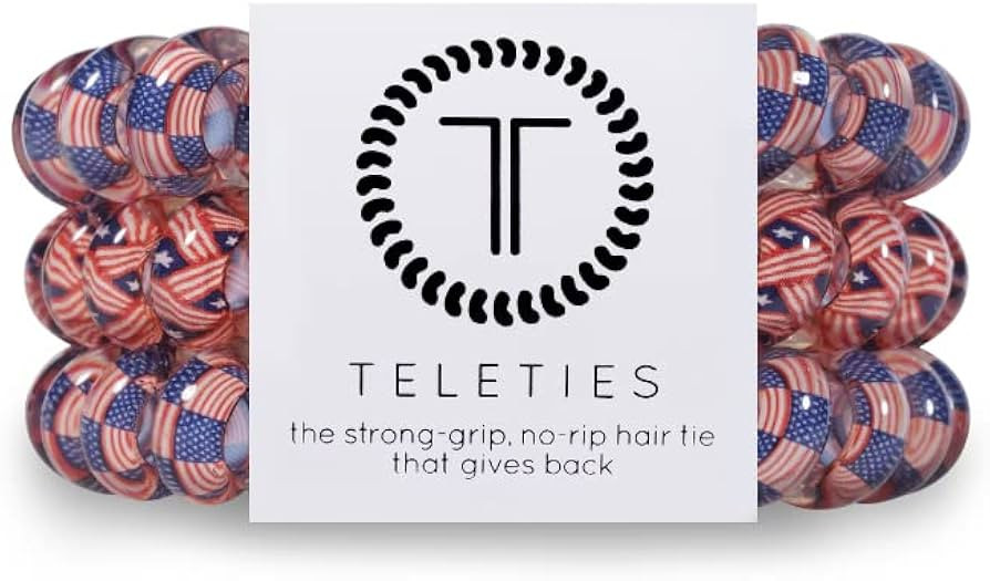 TELETIES - Large Spiral Hair Coils - Americana Collection - Ponytail Holder Hair Ties for Women -... | Amazon (US)