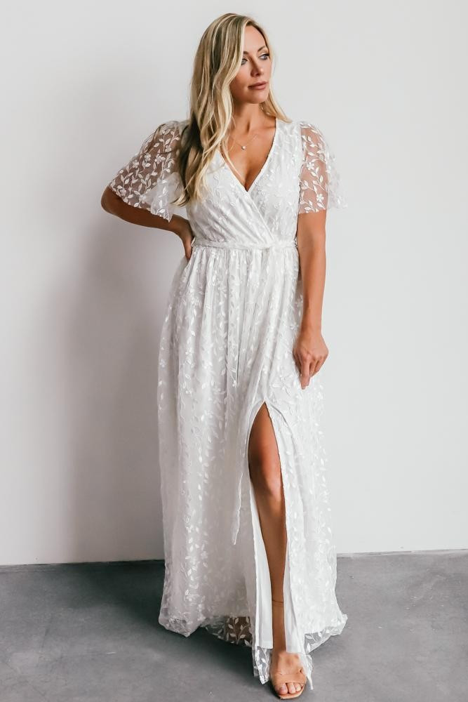 Marseille White Embossed Maxi Dress | Baltic Born