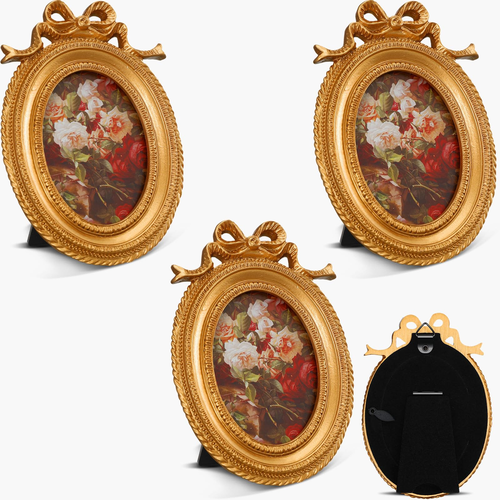 Vicenpal 3 Pcs Tiny Picture Frame Small Picture Frames Vintage Oval Picture Frames Gold Vintage B... | Amazon (US)