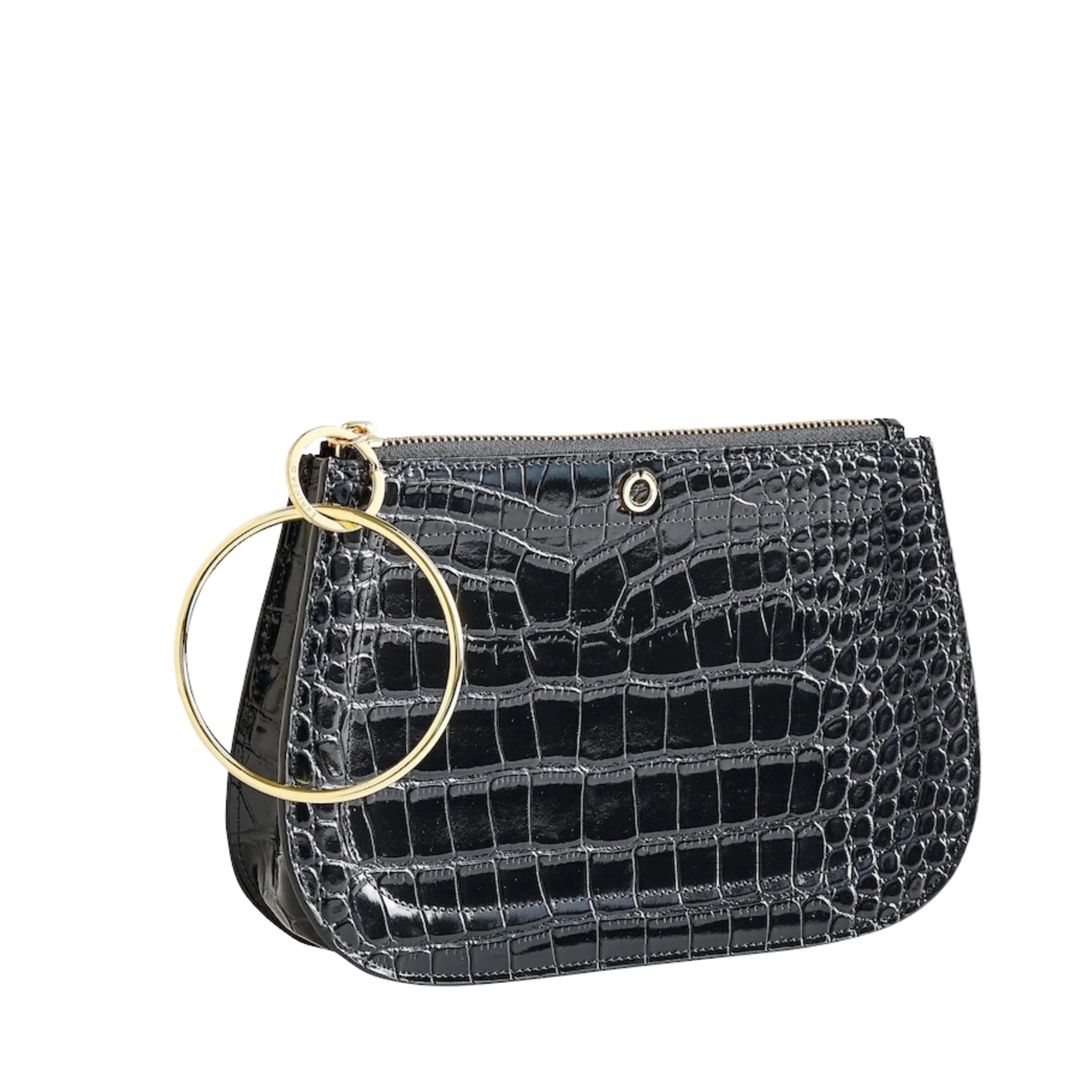 Bracelet Bag - Black Leather Handbag with Gold | Oventure