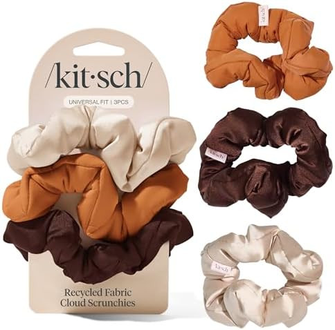 Kitsch Scrunchies for Women - No Crease Hair Ties No Damage | Soft Polyester Scrunchies for All H... | Amazon (US)