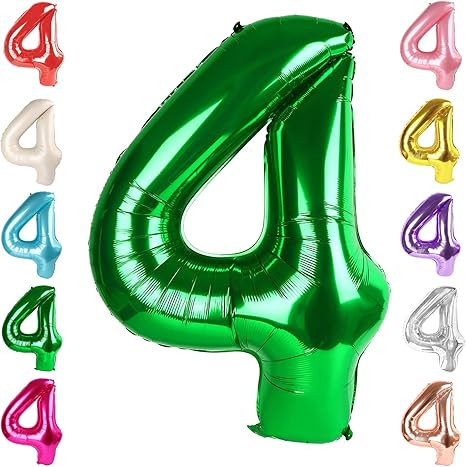 40 Inch Large Numbers Balloon, 4 Dark Green Ballon for 4th 14 40 44 Birthday Party, Balloon 4 Num... | Amazon (US)