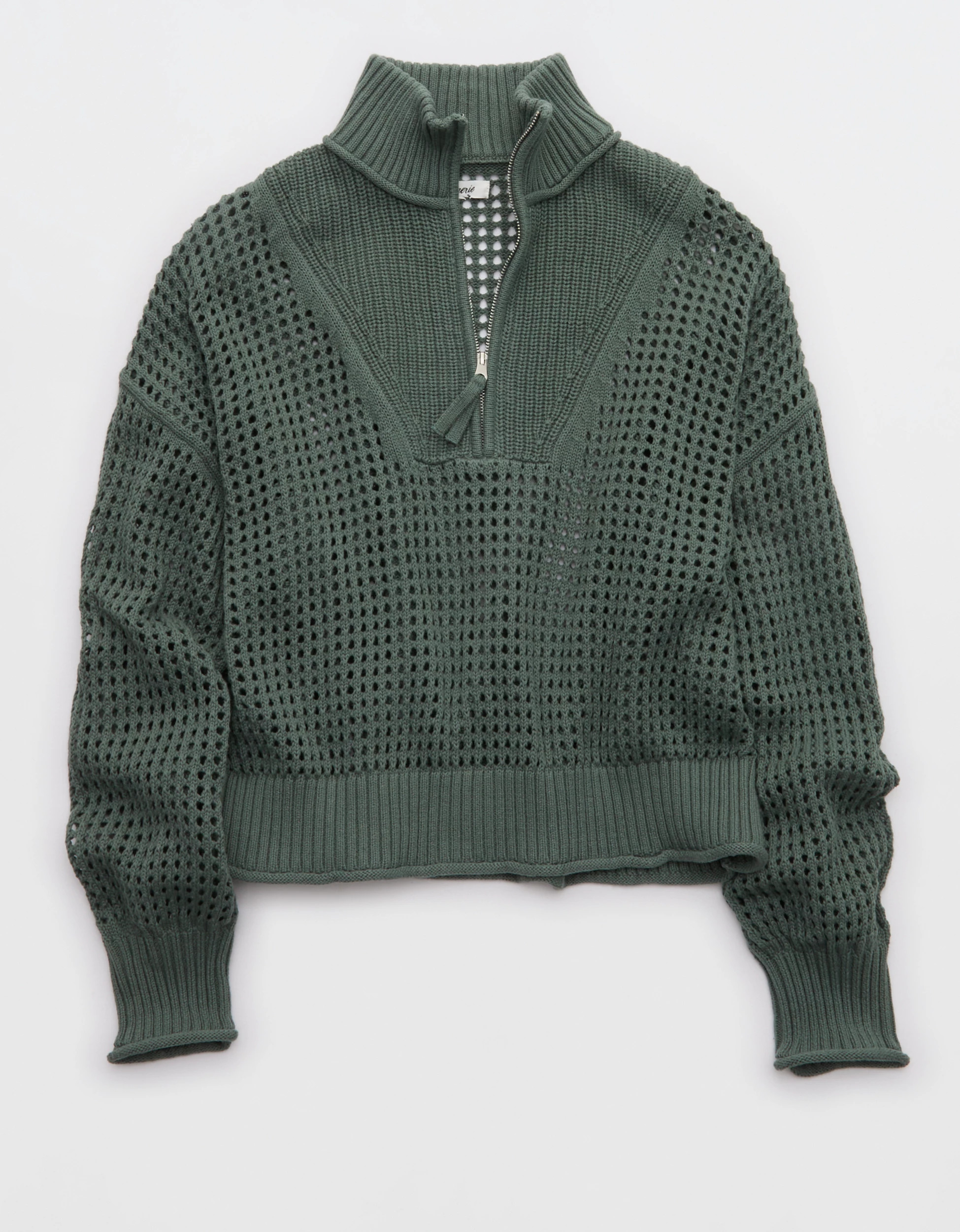 Aerie Crochet Quarter Zip Sweater | Aerie