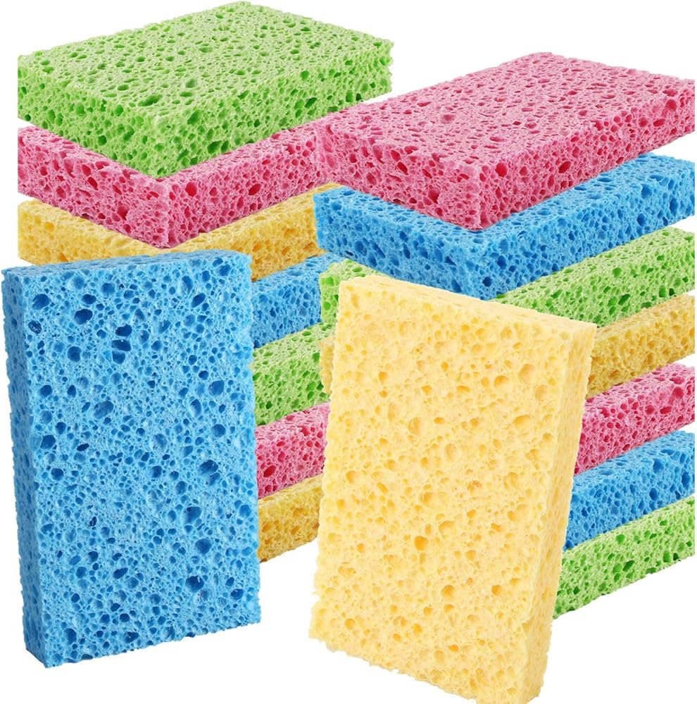 PANYEE Cleaning Scrub Colored Sponge,Non-Scratch Kitchen Cellulose Dishwashing Sponge,16Pack Biod... | Amazon (US)