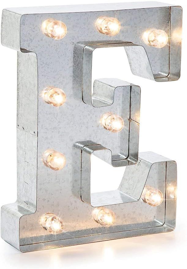 Darice Silver Metal Marquee Letter – E-9.87” Tall, Galvanized Finish | Amazon (US)