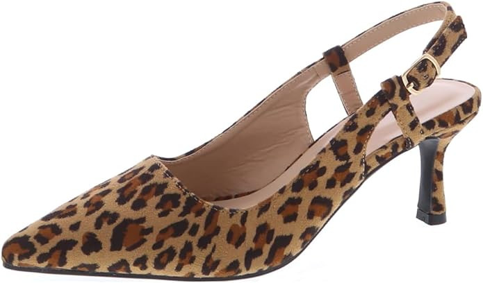 TruFox Women's Pointed Toe Kitten Heel Pumps Slingback Short Heel Slip On | Amazon (US)