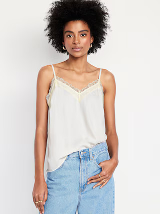 Lace-Trim Satin Cami Top | Old Navy (US)