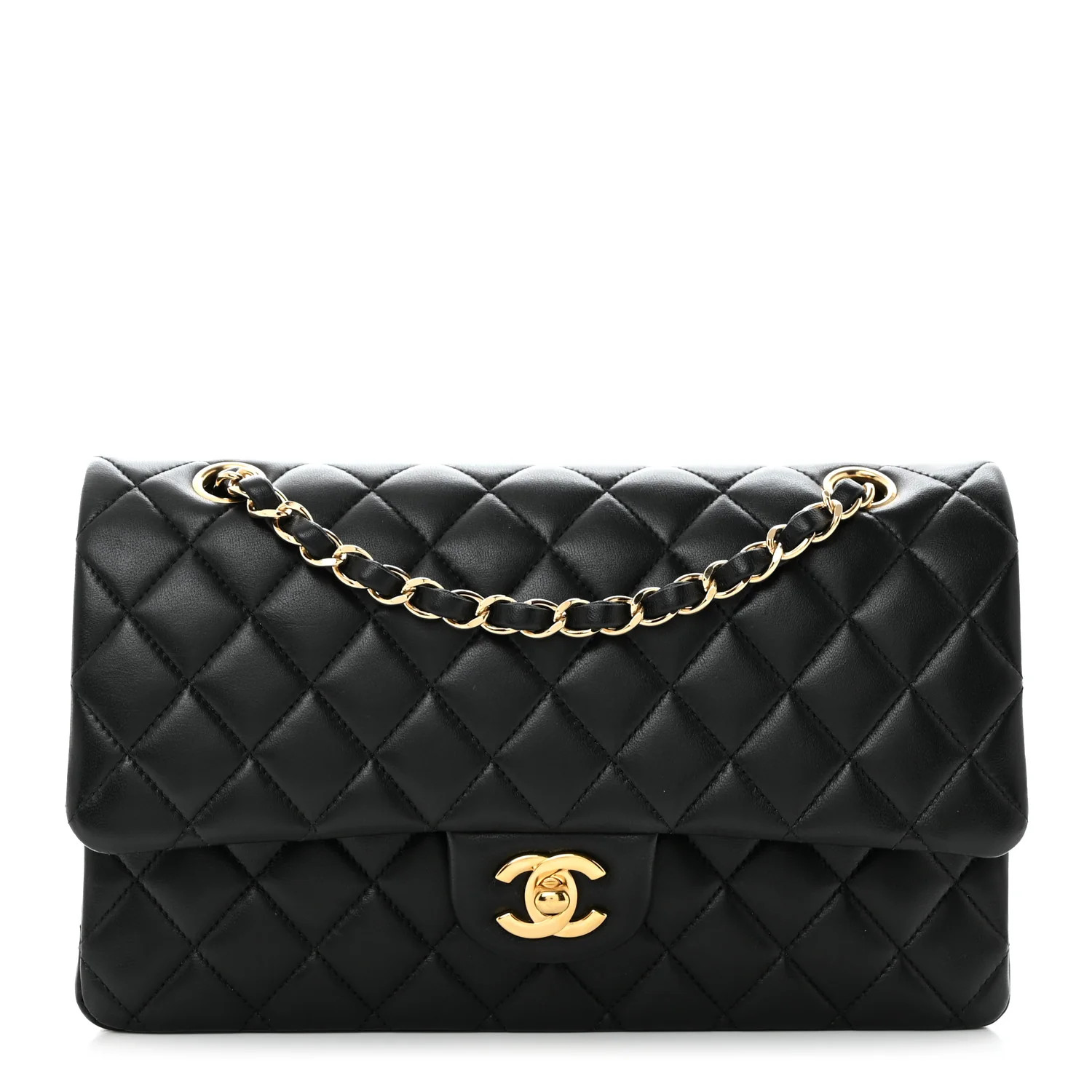 Lambskin Quilted Medium Double Flap Black | FASHIONPHILE (US)
