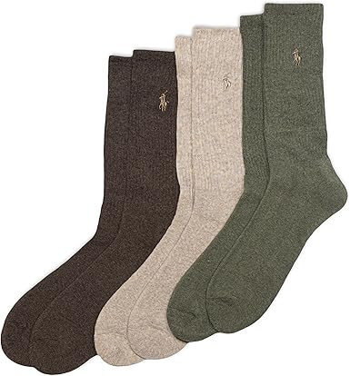 Polo Ralph Lauren Men's Ribbed Casual Crew Socks -3 Pair Pack- Cotton Comfort & Heel-toe Reinforc... | Amazon (US)