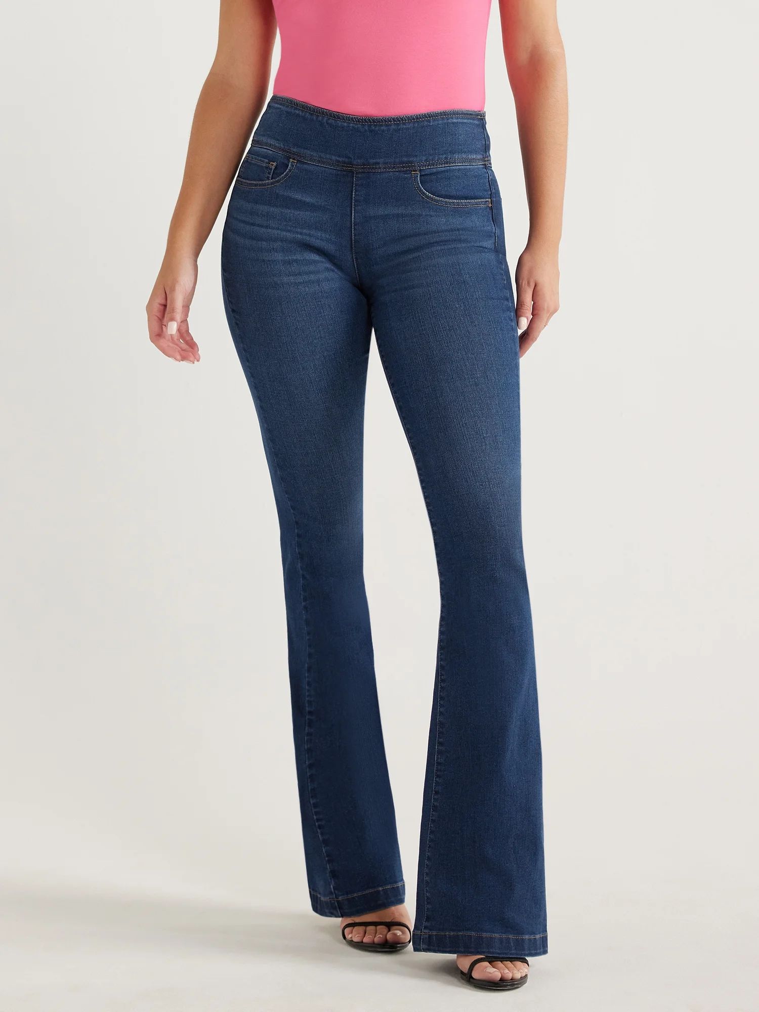 Sofia Jeans Women's Melissa Flare Pull On High Rise Jeans, 33.5" Inseam, Sizes 2-20 | Walmart (US)