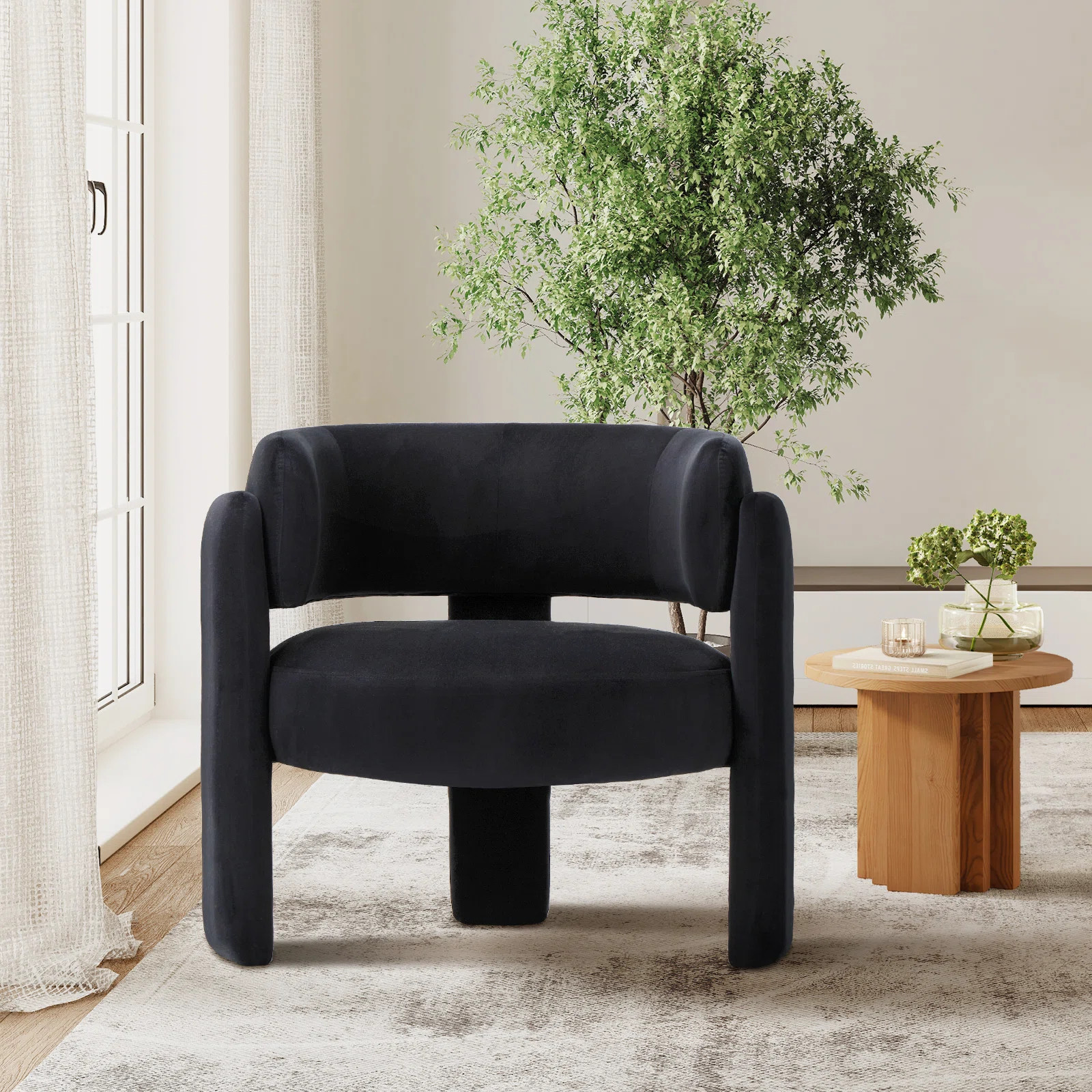 33" Wide Upholstered Modern 3-Legs Barrel Accent Chair | Wayfair North America