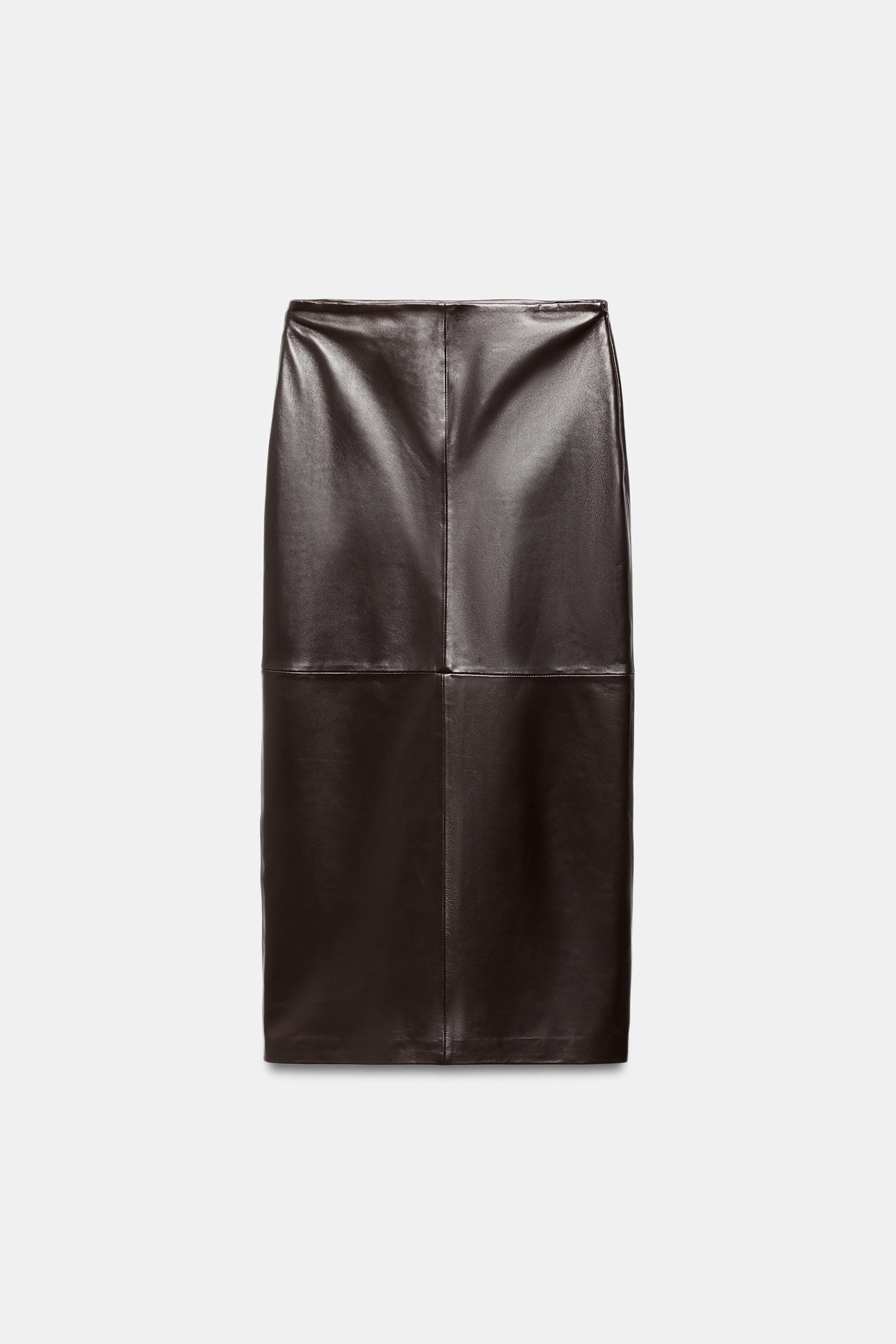 ZW COLLECTION 100% LEATHER MIDI SKIRT | Zara US