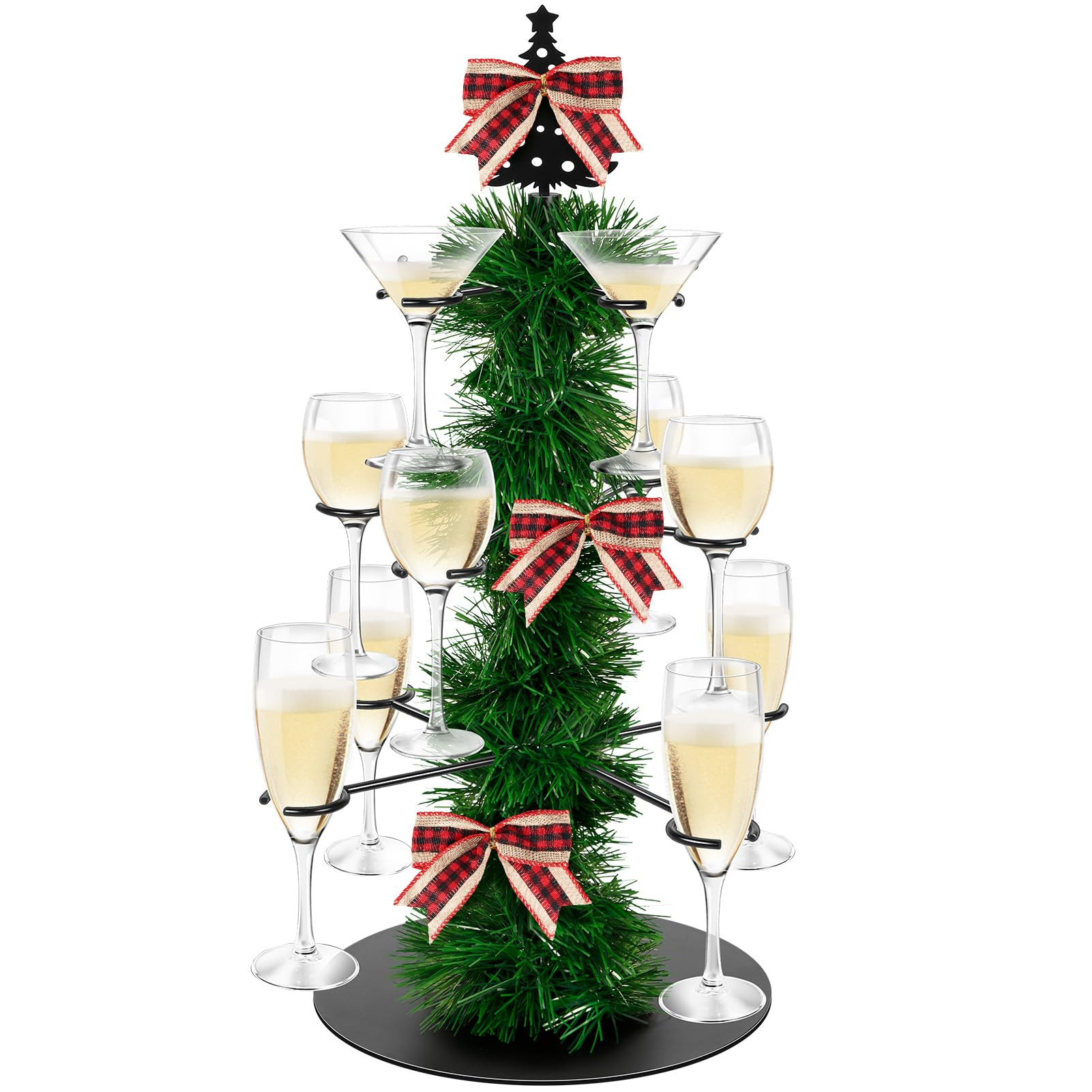 Christmas Cocktail Tree Stand, Champagne Tower Stand, 3 Tier 12 Holders For Display Champagne, Co... | Amazon (US)