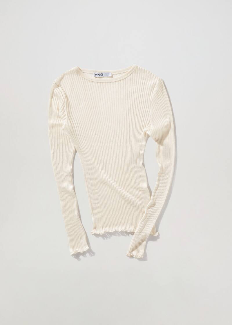 Long sleeve silk t-shirt -  Women | Mango United Kingdom | MANGO (UK)