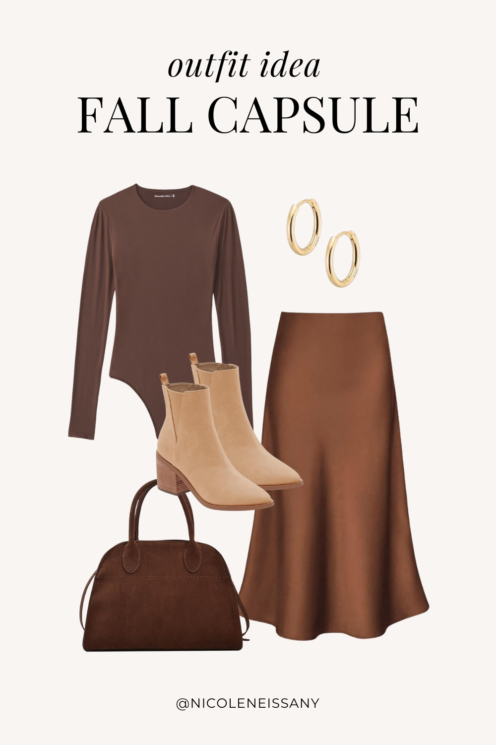 Fall Capsule Wardrobe Outfit Idea | fall capsule outfit, fall outfit, fall outfits, fall style, fall fashion, fall 2024 fashion, fall outfits 2024, fall trends 2024, fall outfit inspo, fall outfit inspiration, fall capsule wardrobe essentials, fall wardrobe essentials, fall closet essentials, fall essentials, fall basics, fall must haves, neutral capsule wardrobe, neutral outfit, neutral fashion, casual outfit, casual date night outfit, elevated casual outfit, brunch outfit, everyday outfit, Abercrombie, Abercrombie denim, Abercrombie jeans, Amazon Fashion, Revolve, Lulus, Nordstrom, H&M // bodysuit, brown satin midi skirt, brown ankle boots, gold hoop earrings, brown suede tote bag

#liketkit #LTKSeasonal #LTKShoeCrush #LTKItBag #LTKStyleTip #LTKFindsUnder50 #LTKFindsUnder100 #LTKTravel #LTKSaleAlert