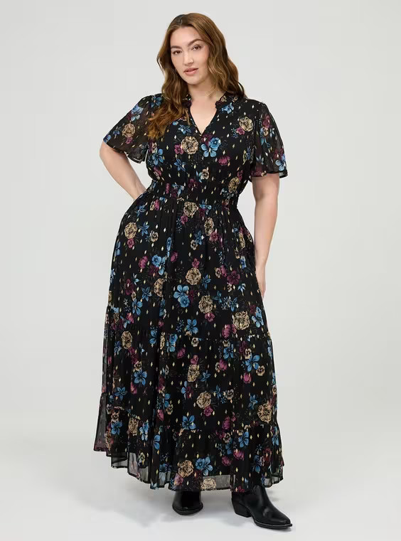 Ruffle Neckline Maxi Dress | Torrid (US & Canada)