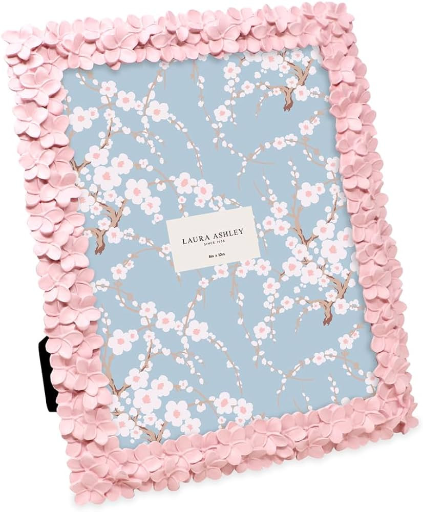 Laura Ashley 8x10 Pink Flower Textured Hand-Crafted Picture Frame w/Easel | Amazon (US)