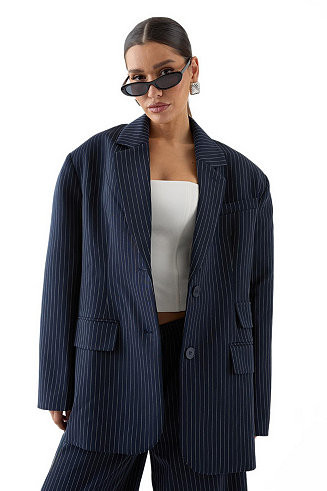 Women's Premium Pinstripe Oversized Blazer | Macy's