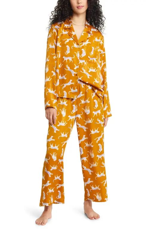 BP. Satin Pajama Set in Brown Buckthorn Wild Cats at Nordstrom, Size X-Small | Nordstrom