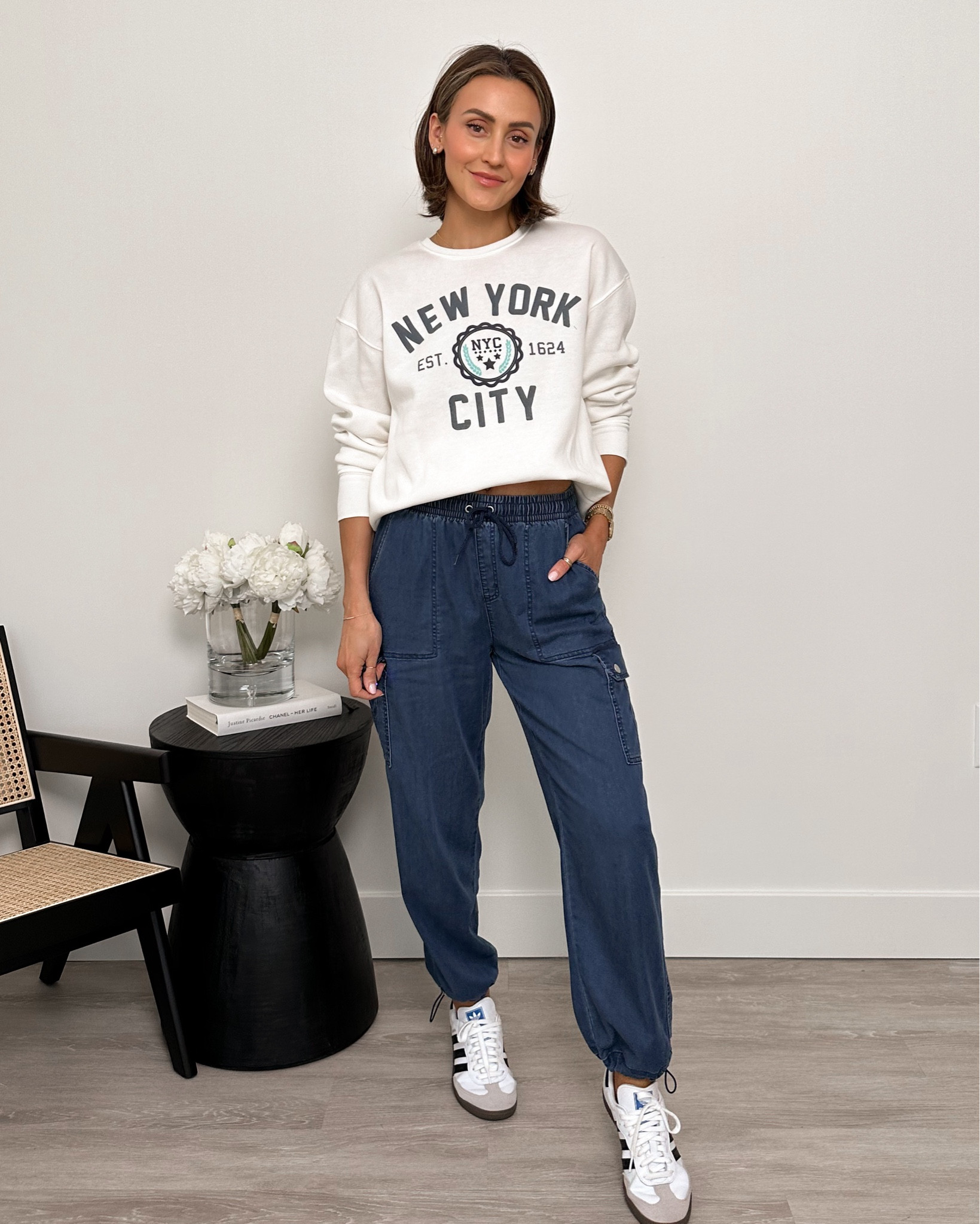 Comfy travel outfit idea under $50 with a soft fleece sweatshirt and cargo pants! Both size xs 

#LTKtravel #LTKstyletip #LTKfindsunder50