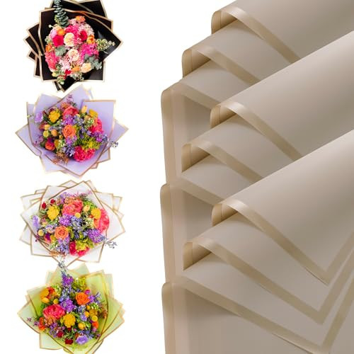the florist Supply 20 Sheets Premium Flower Wrapping Paper | Waterproof Flower Wrapping Paper for Bouquets | Double Sided Floral Bouquet Sheets | DIY Gifts Borderline Khaki/Bronze | Amazon (US)