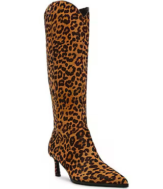 Steve Madden Leyna-L Leopard Haircalf Kitten Heel Western Inspired Boots - 9 | Dillard's