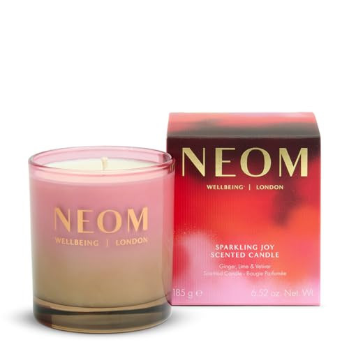 NEOM Sparkling Joy Scented Candle, 1 Wick, 185g I Ginger, Lime and Vetiver I 100% Naturally Derived Wax I 100% Natural Fragrances I Invigorating | Amazon (US)