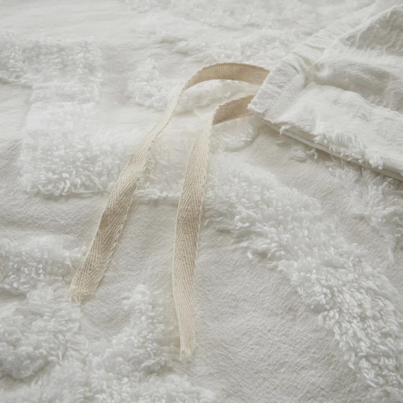 Monte Tufted Cotton Chenille Damask 3 Piece Duvet Set | Wayfair North America