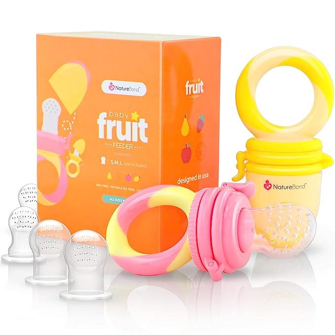 NatureBond Baby Food Feeder/Fruit Feeder Pacifier (2 Pack) - Infant Teething Toy Teether | Includ... | Amazon (US)