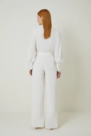 Soft Tailored Straight Leg Tailored Trousers | Karen Millen UK + IE + DE + NL