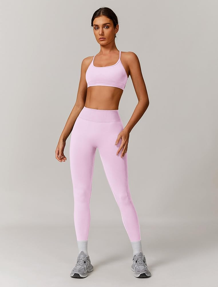 ABOCIW Womens Seamless Workout Sets Backless Sports Bra Scrunch Butt Lifting High Waist Leggings ... | Amazon (US)