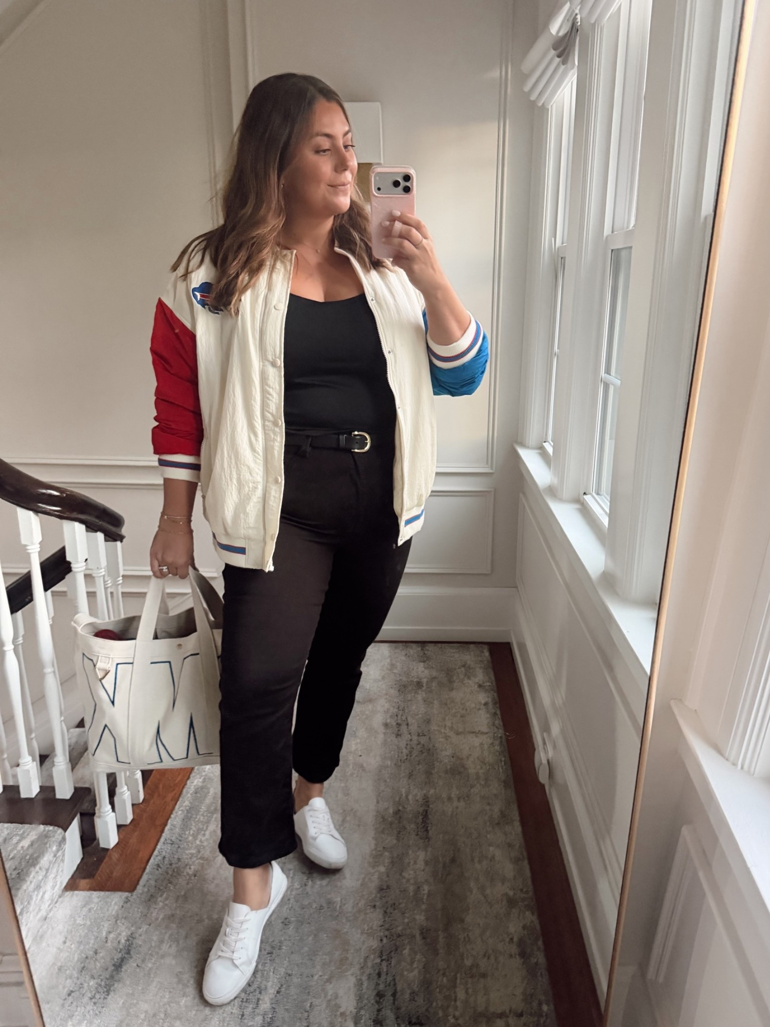 Game day outfit! Wearing size 16Plus in jeans, XXL in tee, XL in jacket. Use CARALYN15 at Good American

#LTKSeasonal #LTKgrwm #LTKPlusSize