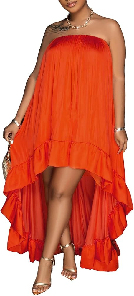 Womens Sexy Summer Dresses Halter Neck Plus Size Long Maxi Dress Casual Floral Beach Sun Dresses ... | Amazon (US)