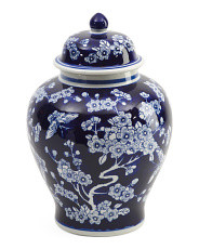 12in Ceramic Blossom Cluster Chinoiserie Jar With Lid | Marshalls