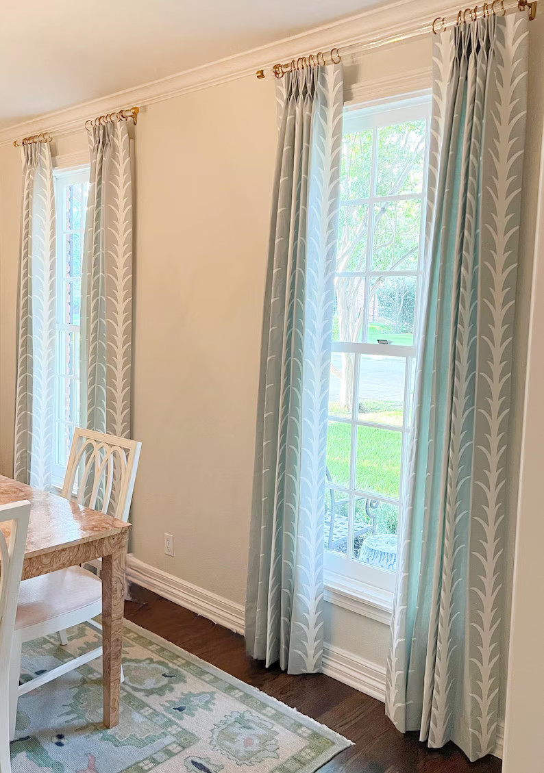 Custom Designer Schumacher Acanthus Stripe Drapes: You Pick the Fabric and Style Lined - Etsy Can... | Etsy (US)