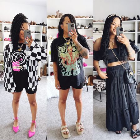 few of this weeks outfits 

edgy style, edgy outfit, summer outfit, checkered, checkered print, dressed in LALA, Nordstrom, Abercrombie, Free People, platforms, flatforms, band tee, band shirts ,

#LTKfind

#LTKsalealert #LTKSeasonal #LTKshoecrush