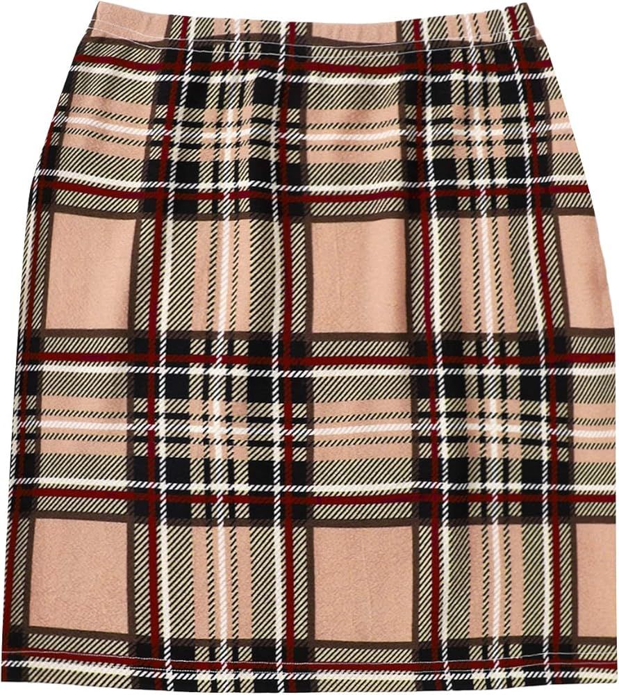 DIDK Women's Casual Tartan Plaid High Waist Bodycon Mini Skirt | Amazon (US)